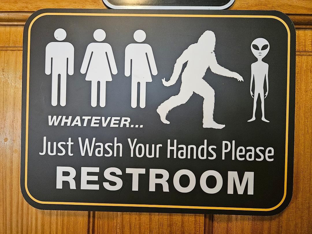 Bathroom door in a restaurant in Red River, NM.