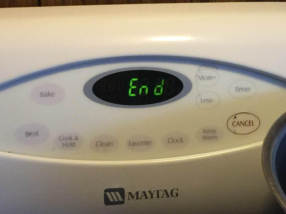 Woke up this morning, grabbed a cup coffee with one eye open, went out on the porch to enjoy it. Looked through the the kitchen window to see what time it was and saw this! Laughed and said to myself “ This is not good “!!!