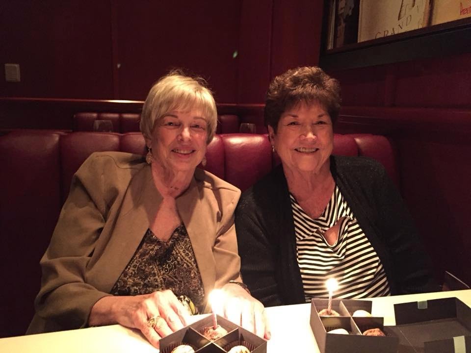 Enjoying a birthday celebration with friends Ruth, Kitty and Allen.