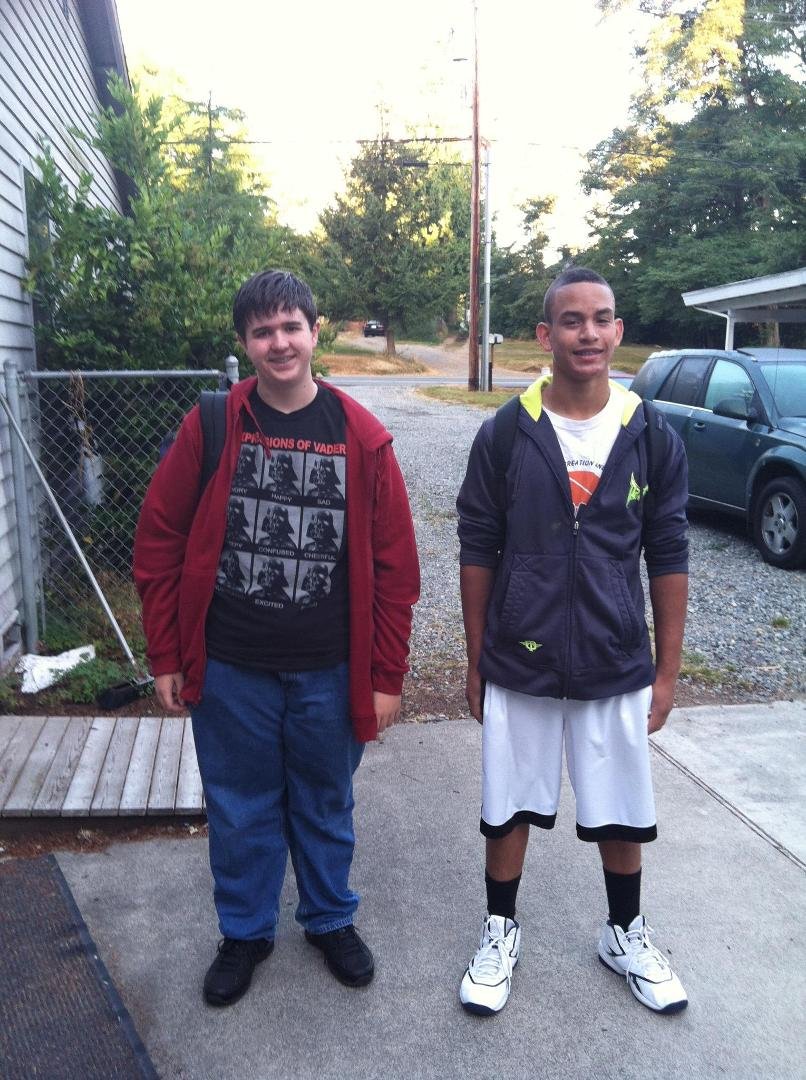 My guys, headed out to middle school.