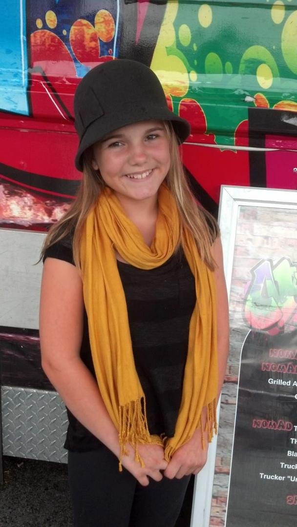 Madison Lavin looking good at the Nomad Curbside food truck...