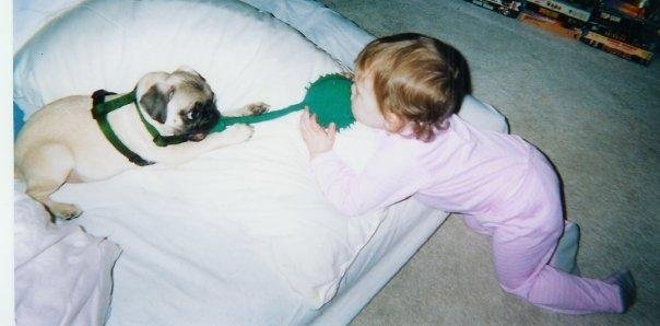 Jack and Jordin (3rd grandchild) and tug of war
