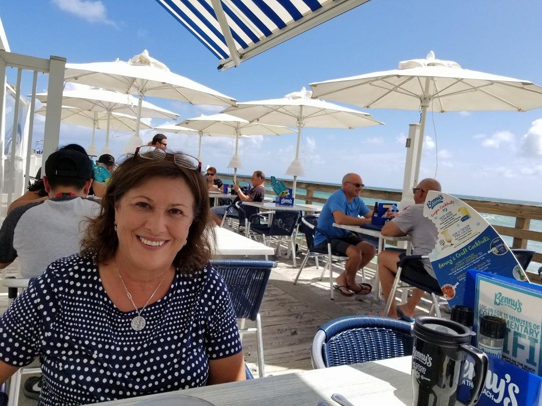 Waiting for wait staff to catch the lobster roll and crispy shrimp. Another sunny day in paradise.
