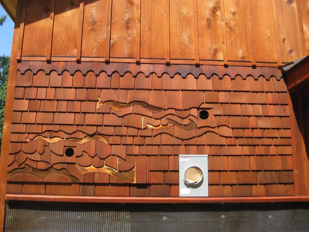 Close up of shingles work--
