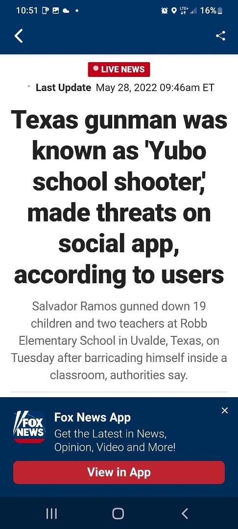Praying for everyone involved in Texas in the tragedy. I think before Congress starts arguing about how to disarm the public maybe we should start talking about why someone posting on social media as "school shooter" isn't