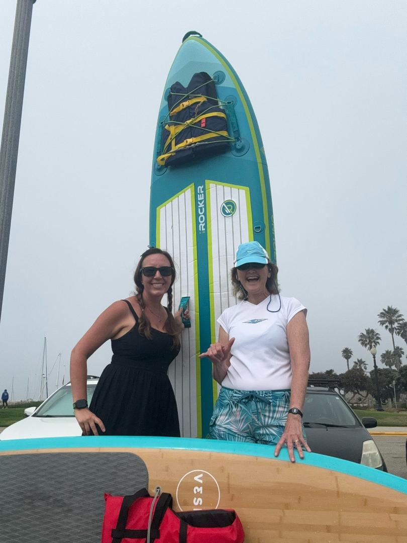 Had a great time paddleboarding with Vicky Watkins at Ventura harbor. It was her first time and she did great - she didn't fall once.