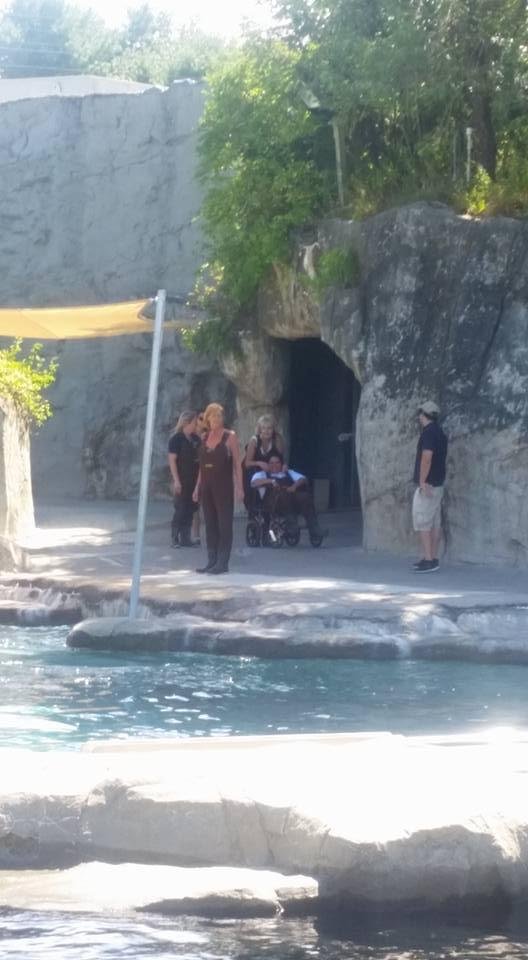 Kristyn  waiting for her beluga whale encounter