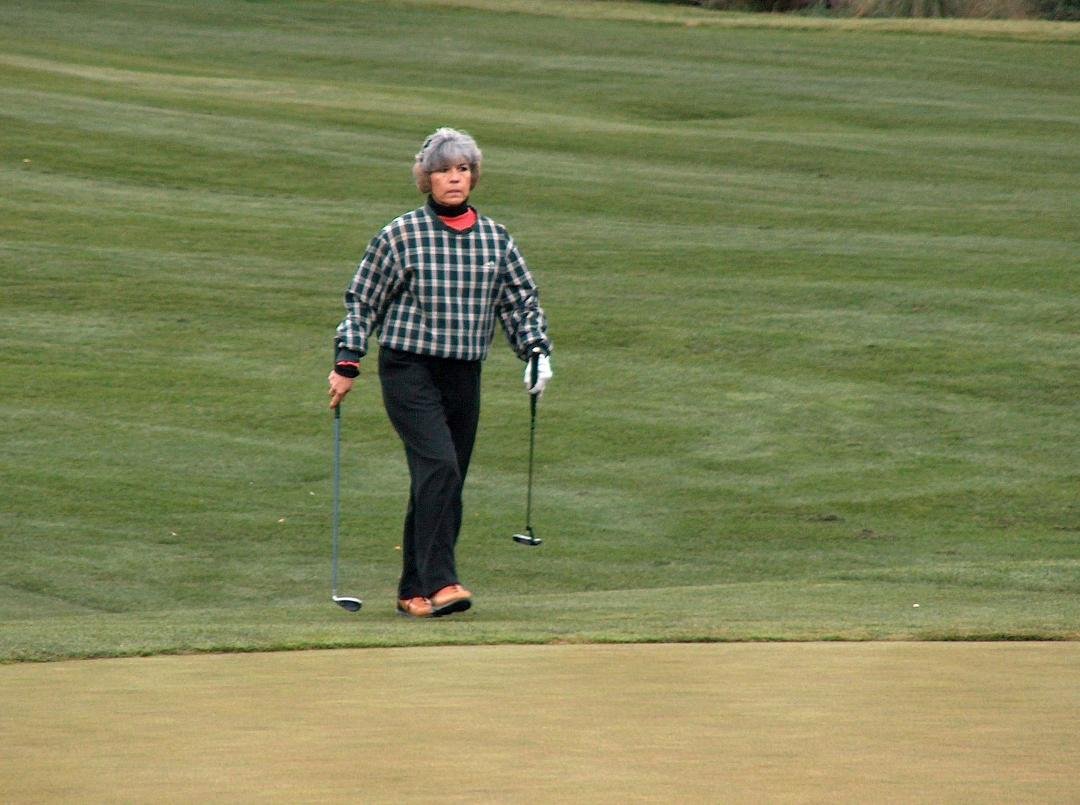 Well, . . . she won’t need that putter, chipped in another one.