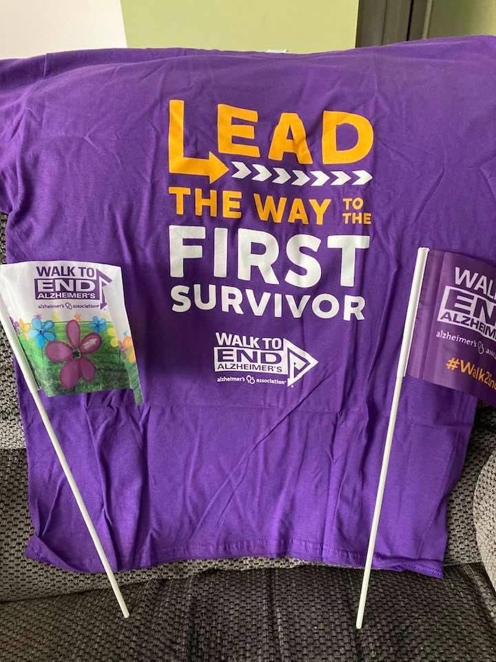 Can’t wait to wear this shirt proudly tomorrow in the Alzheimer’s walk. Thanks you to all that have donated and are sending good wishes. You mean everything to this fight to the first survivor. #alzwalk