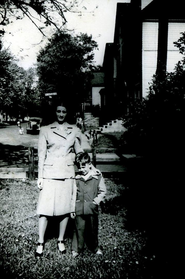 Aunt Vi and me at the big house on Desoto around 1947