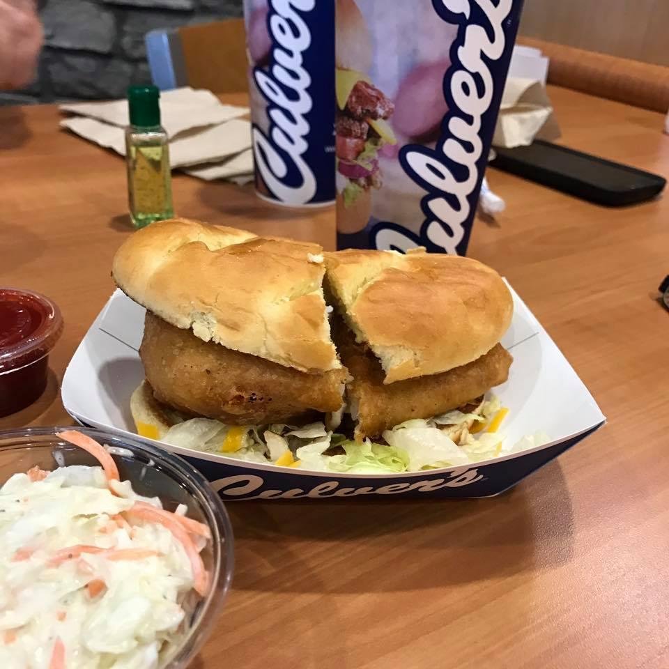 Mmmmmm, yummy cod fish sandwich and pulled pot roast sandwich