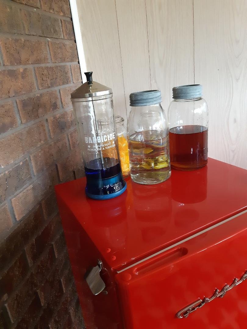 Every old bar needs a jar of gin, whiskey, and barbicide