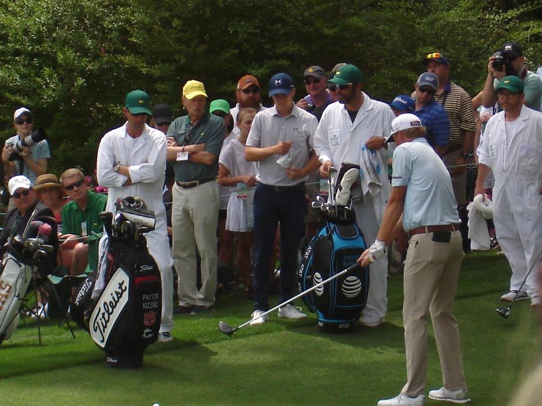 Jordan Spieth and Patton Kizzire hitting on 14.
