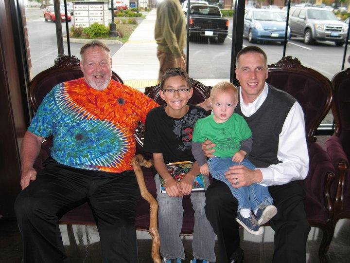 Terin, Ben and baby Lyla and the 3 generations of Rantz men.