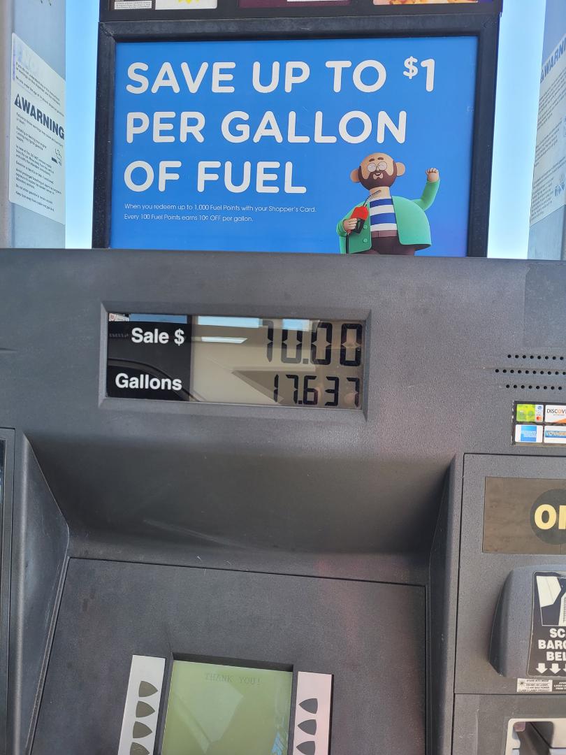 Just filled my Chevy Equinox for $70.  By next week, I'll have to use my line of credit with TDECU...