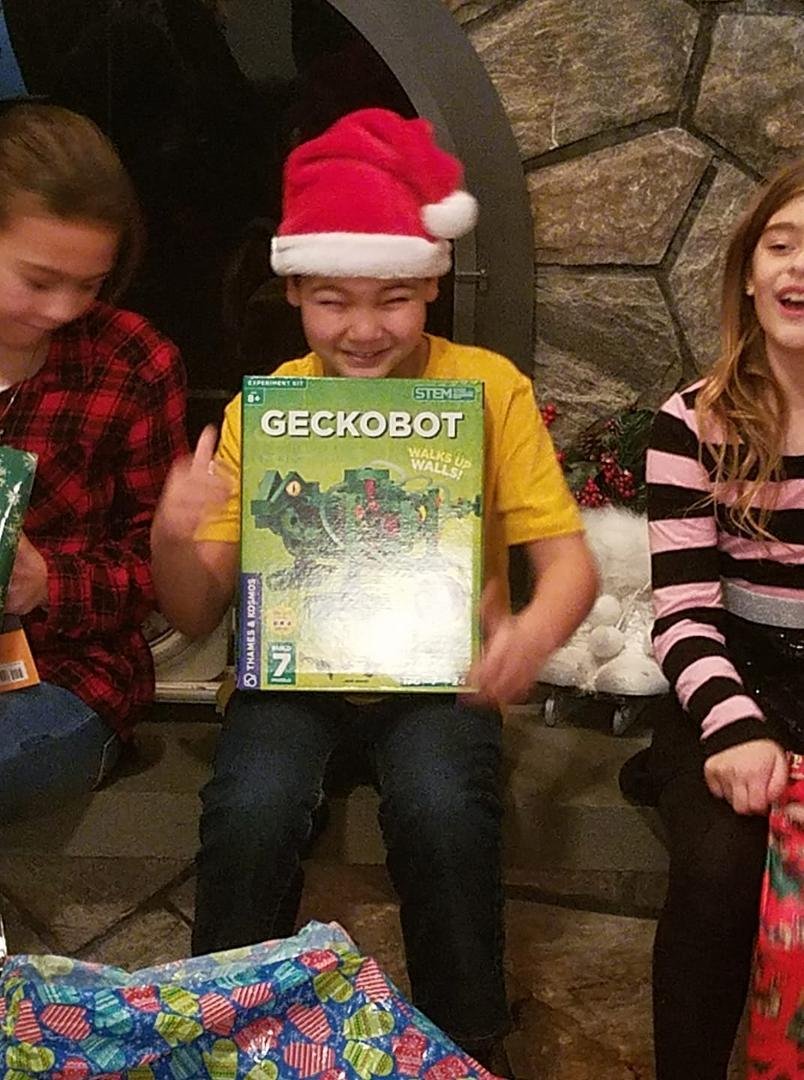 Kale was loving his present!