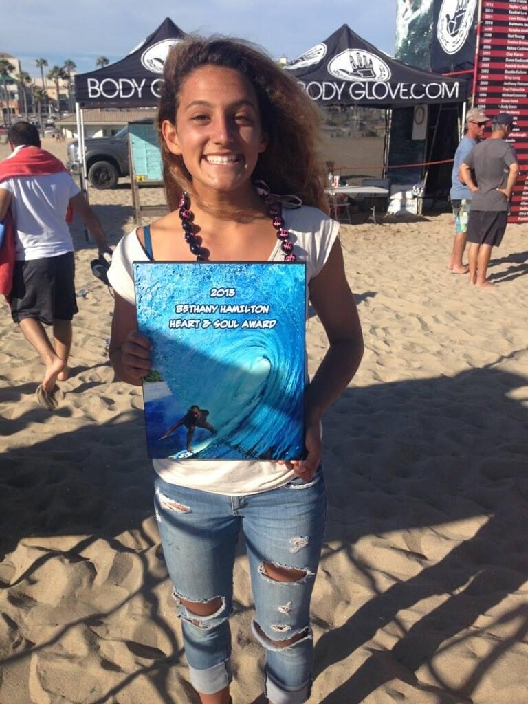 She also won the 2015 Bethany Hamilton Heart & Soul Award.