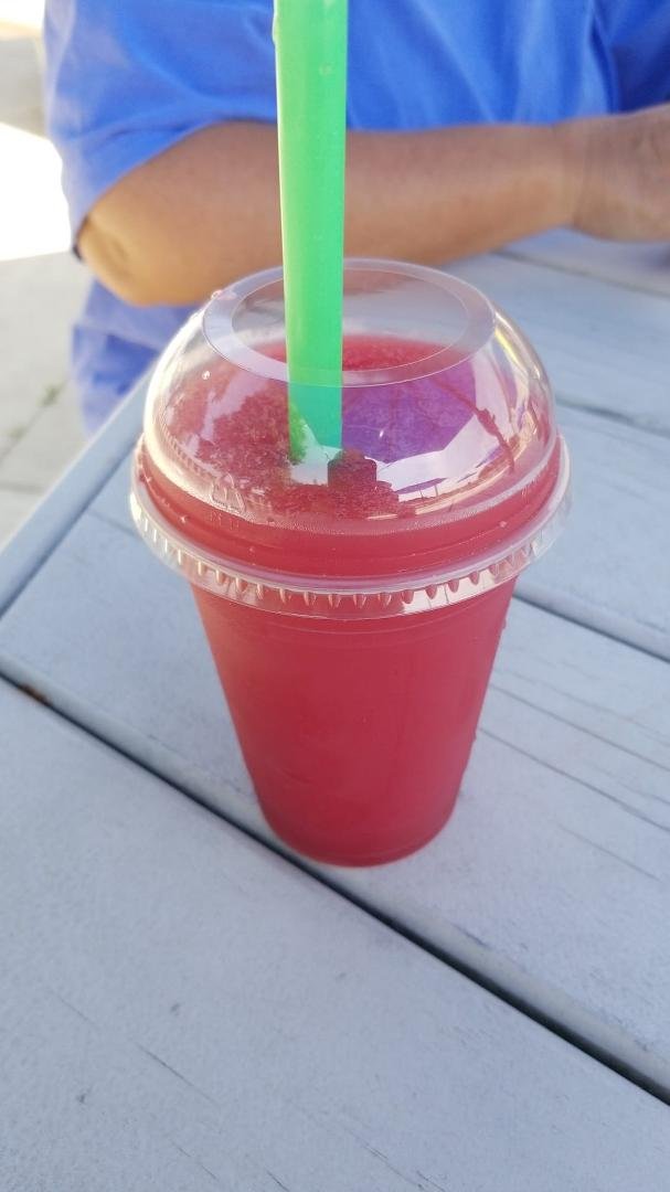 Having a BlackBerry lemonade vodka slushie with Lisa