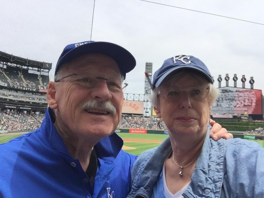 Jer and I at sox-royals game in Chicago. We won!! Celebrating our anniversary.