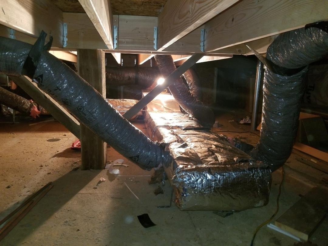 Duct work for new A/c and Propane Heating System.