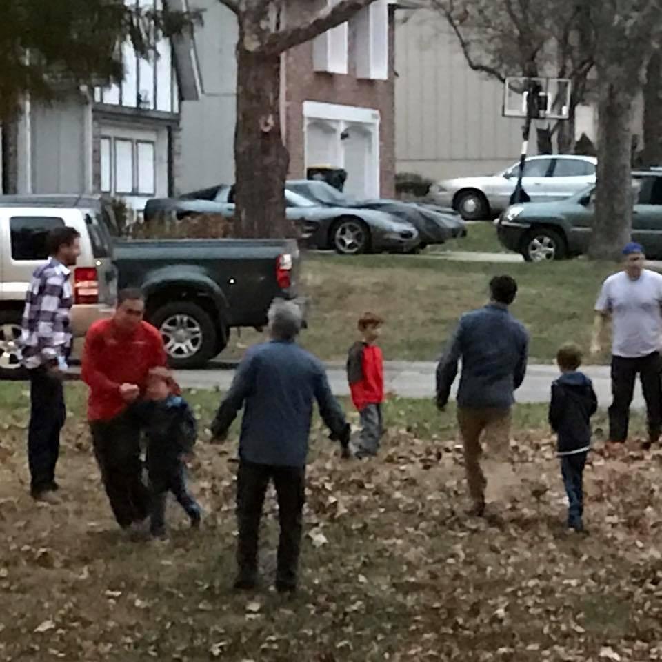 Langner clan teaching the next generation of Langners the Turkey Day traditions.