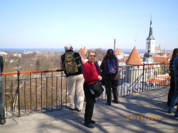 We walked from the ship to the top of this hill. Whew! Nice view!