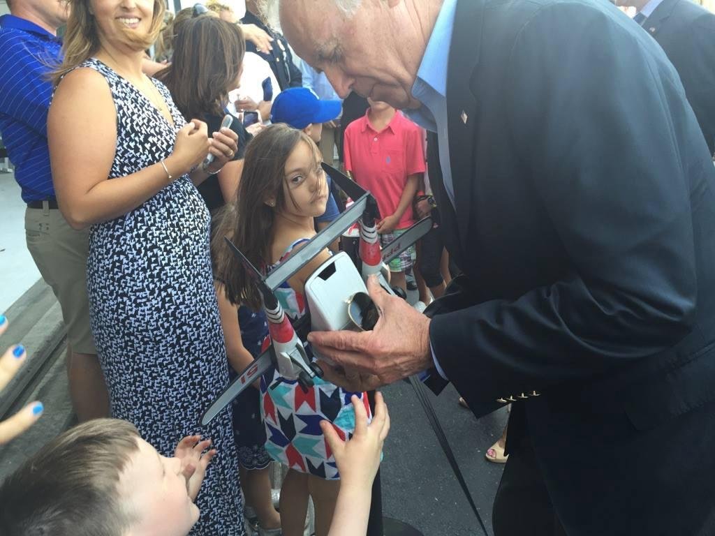 Grandson Aiden pitching his ideas on the F35 Stealth to US VP Joe Biden.
Disclaimer -- granddad is not now or ever will be a member of the US Democratic Party 
The VP was non committal