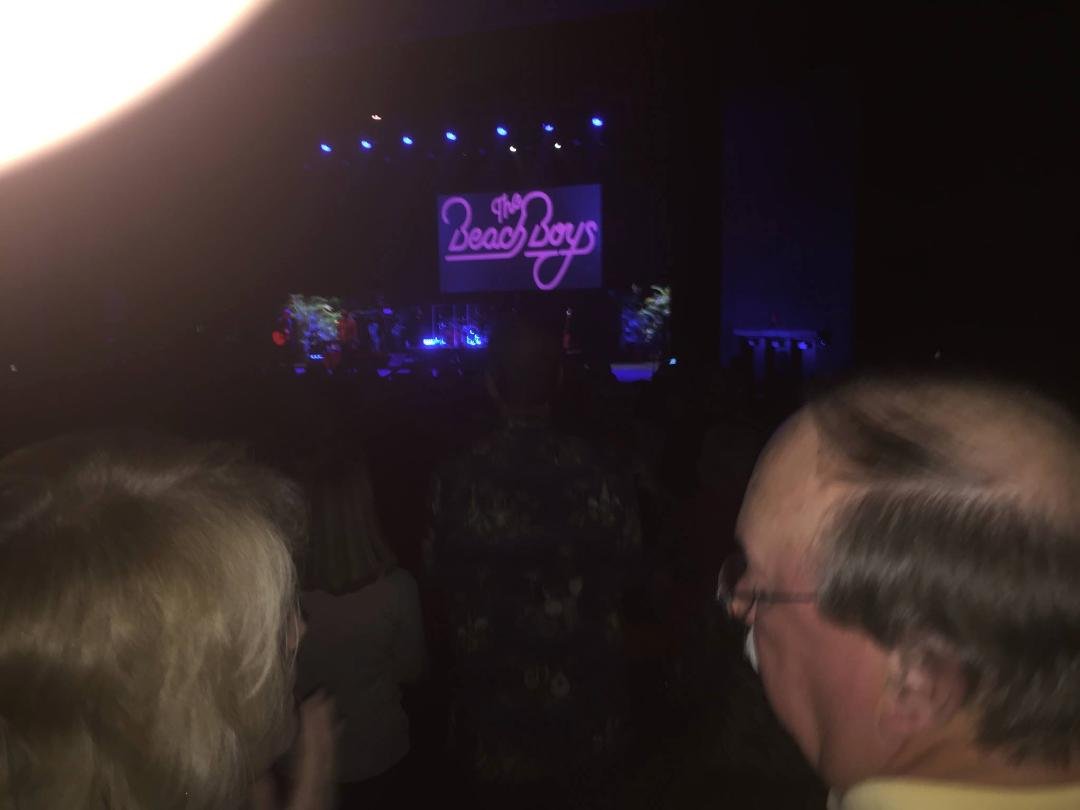 Ann and I and several thousand of our closet friends at the Beach Boys concert tonight. Great show. A lot of older people in audience. Ann and I not included, of course.