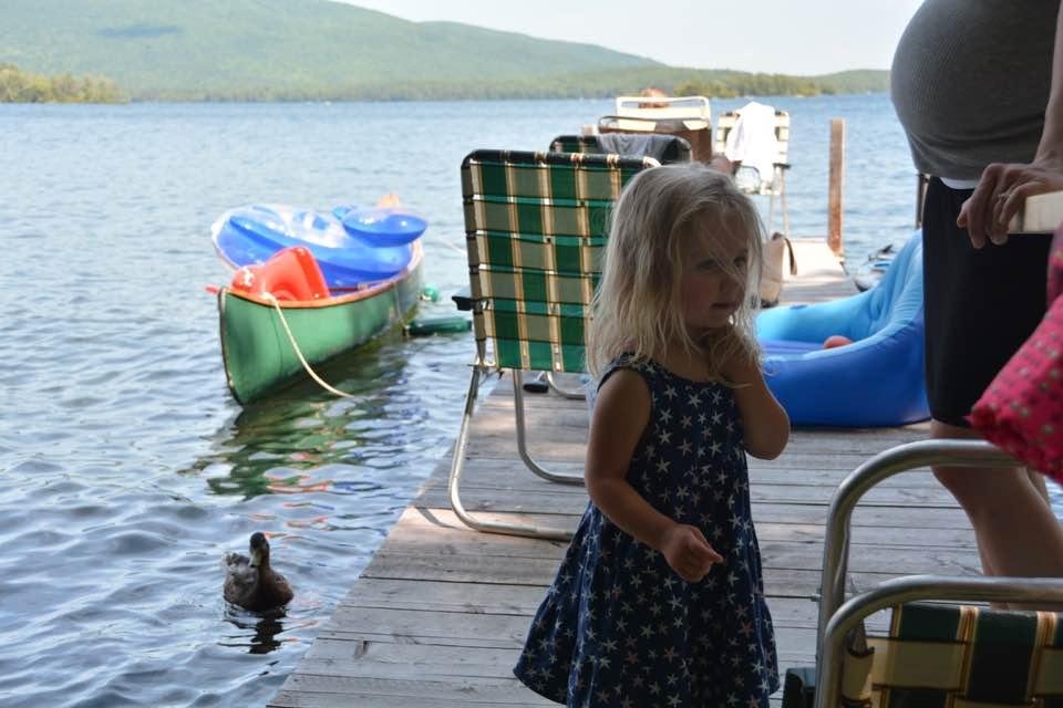 Miss Agne's new lake friend, "Goldfish". (New baby sib- to-be on right).