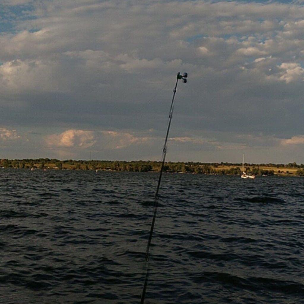 Finally a little break beer in my hand fishing pole in the water beautiful evening on Cherry Creek Reservoir couldn't have picked a better evening to go out and have some R&R