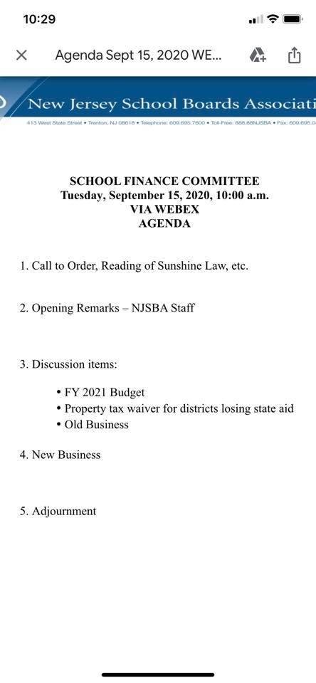 Proudly representing the New Milford BOE and the Bergen County School Boards Association at the NJSBA Finance Committee Meeting.