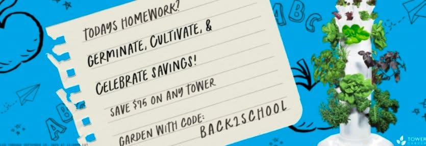 📚 Back to School, Back to the Garden! 🌿
School’s in session—and so is growing season!
Now through September 19, use code BACK2SCHOOL to save $75 on a Tower Garden.
Tower Garden isn’t just a sleek way to grow your own pr
