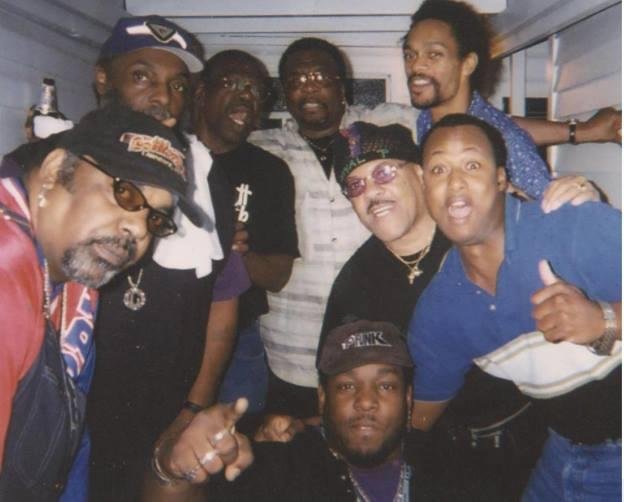 Bo is inside pulling smoked ribs and mullet out of the tinfoil. Members of Original P (Shady Grady Thomas, Original Sir Nose Larry Heckstall, the Late Ray Davis, Clarence "Fuzzy" Haskins, Shawn Bethel, Gene G Thomas, the La