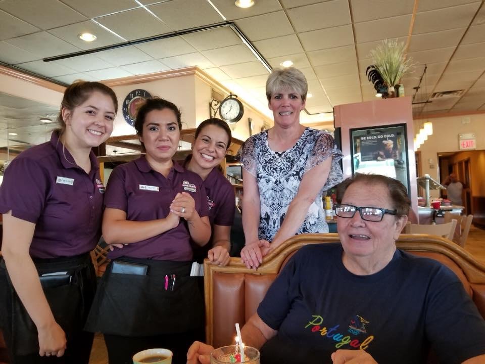 Thank you for the great birthday celebration from Around the Clock restaurant. The cake was delicious m, the prime rib was great the singing was, well anyhow it was fun.