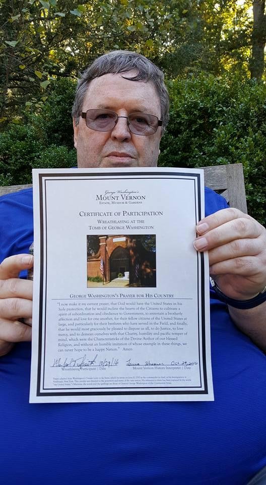Michael got to participate in the Wreathlaying at the tomb of George Washington at Mount Vernon.