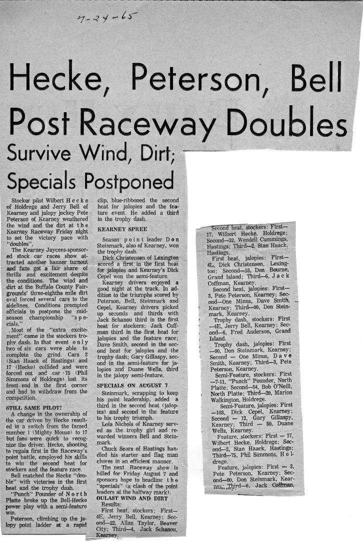 Article from Kearney Daily Hub.  7-24-1965