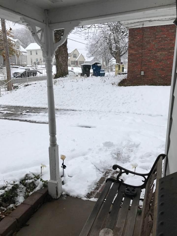 Snow is falling in Iowa