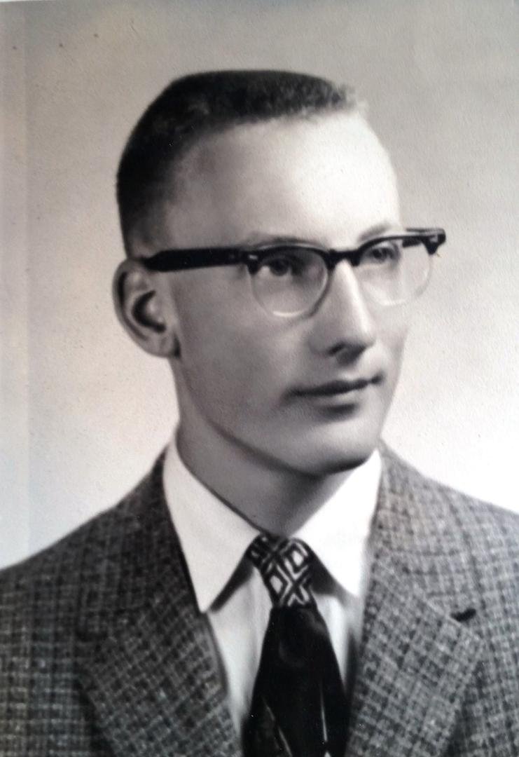 My geek HS senior photo. One wouldn't think that this dork could go six miles from home at age 16 on New Years Eve, build a fire at the mouth of a cave in Laurel Hill Mountain in western PA, scrape a big pile of dead leaves