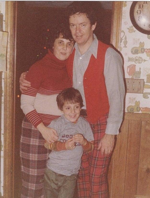 M&D in their Christmas plaid