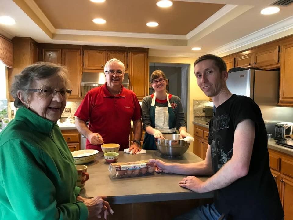 Pierogi making day.  New wife, Amanda, is making (I mean requested) Jason learn this year.  I’m clean up crew.