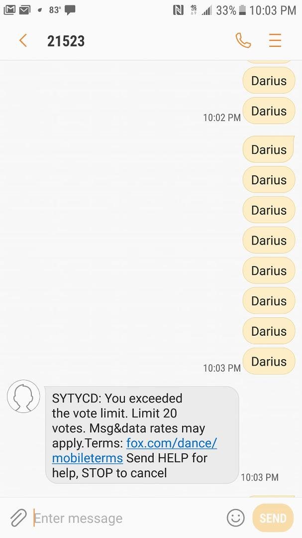 Vote for Darius Hickman on So You think You Can Dance Tonight!!!!
Limit 20 votes! 
You have to watch his performances tonight!!