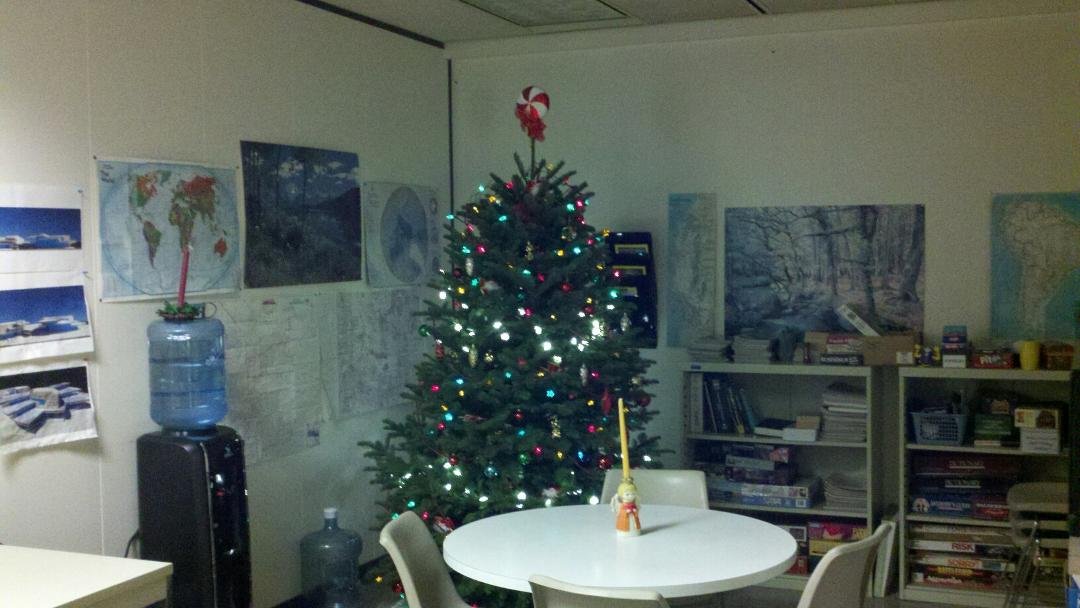 Our office Christmas tree on the day of our Christmas party. I work swing shift and couldn't be there and a coworker was nice enough to make and set aside a plate of food for me. Thank you.