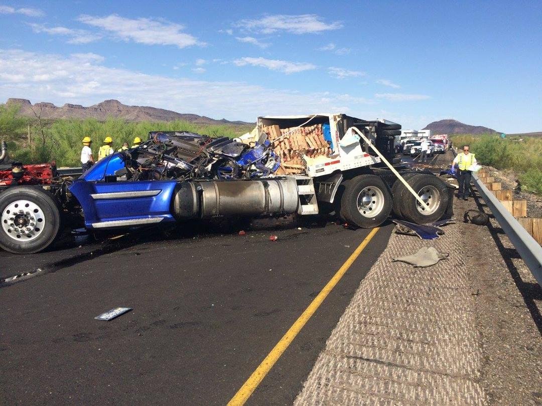 can you believe the driver had minor injuries??? I-10 eastbound in Az. Just east of Quartzsite...