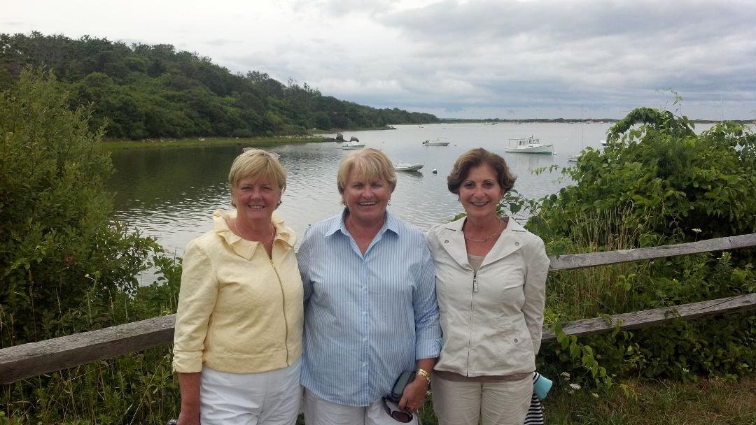3 class of 1963 graduates at Aquinnah MA Menemsha Pond
Kathy Leary Ambrosini, Joan Foley Kreimer, and Sandy Lian