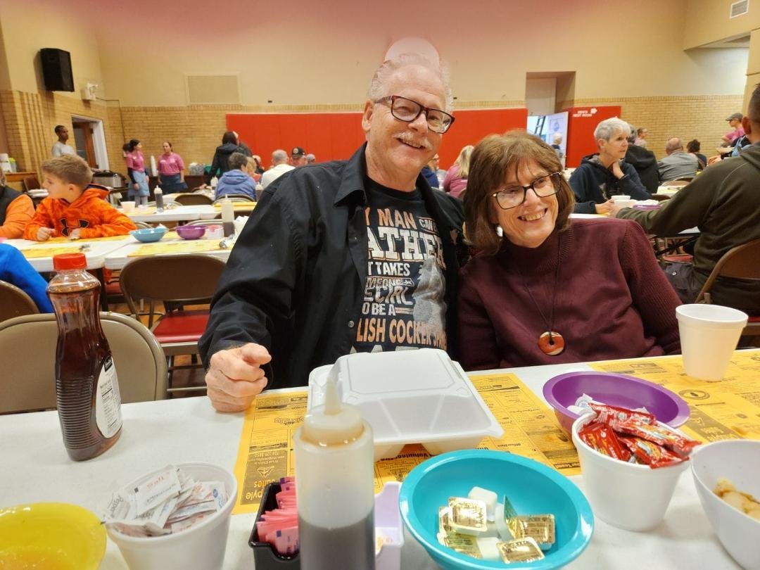 Enjoying the Ohiopyle Pancake Festival with Arthur Sample and friends MaryJo Mervos Gibson and Ed Gibson. Had an absolutely wonderful time meeting up with her after 57 years!!! Best time ever