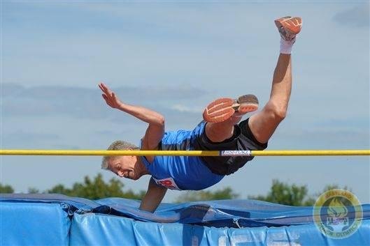 OK, just one more high jump photo.  This one was from Maryland Senior Olympics in 2008, a couple of years earlier (younger) than the other two.  
I'm posting today to mark my decision to have rotator cuff surgery next Frida