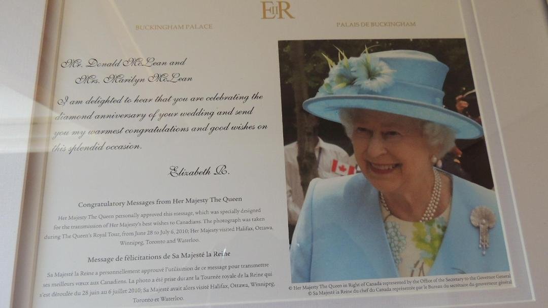 I meant to post this in May on our 60th anniversary and although several months have gone by I thought I would post it anyway. Thanks to our daughter, Linda, for applying for this. We also received one from our Governor G