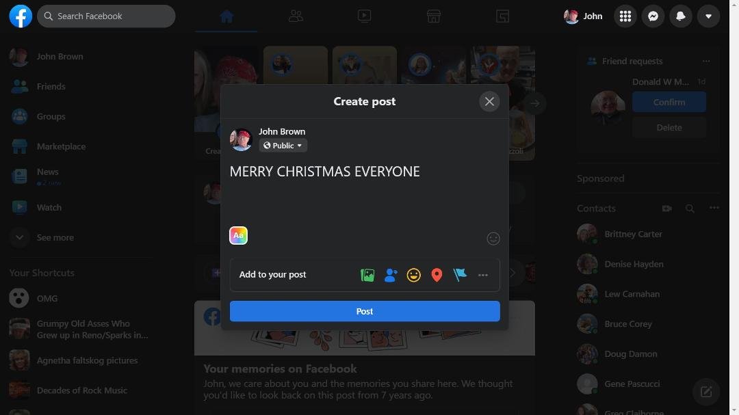 ..to all my face book friends, thanks for the postings this past year...I've been somewhat secluded for quite a few years and having you folks as friends has been the joy of my life...Merry Christmas to you all for your fri