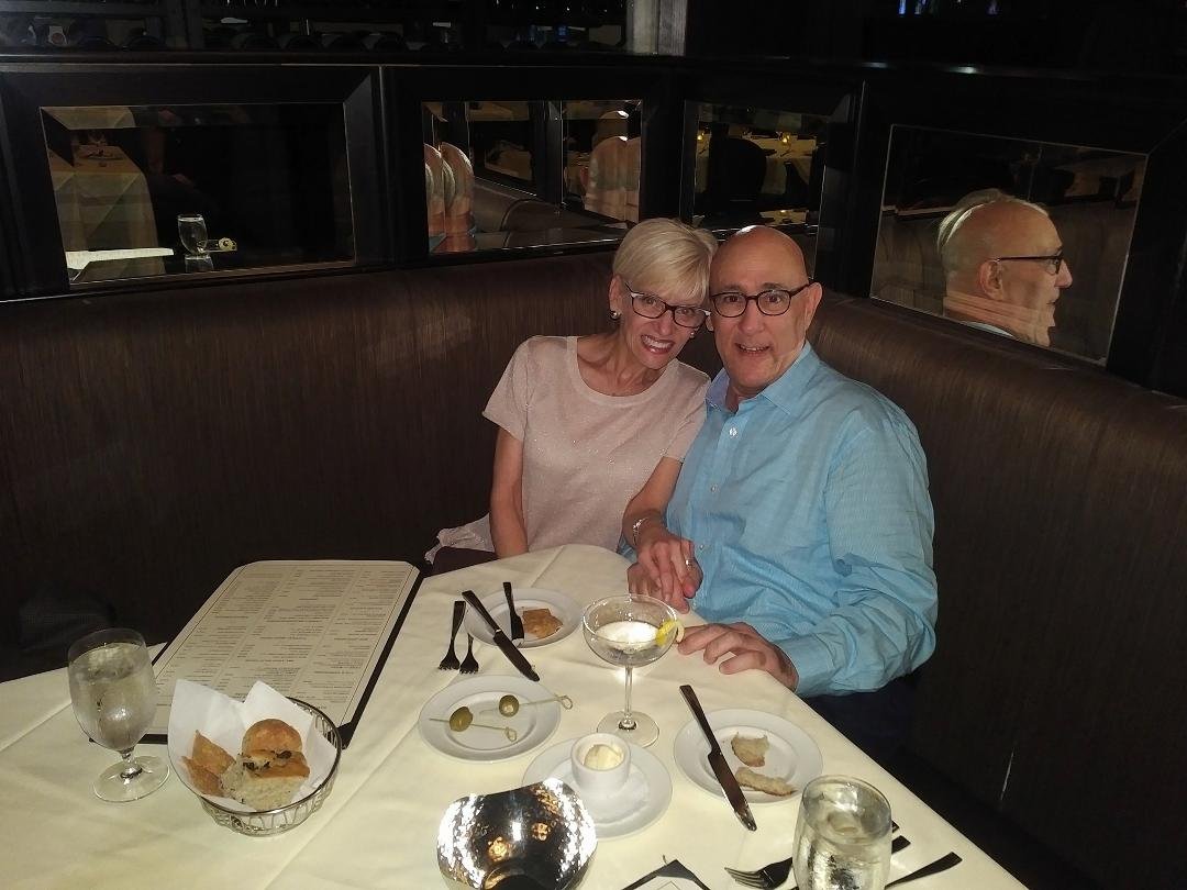 Here we are this evening in Chicago celebrating 44 years of marriage. We saw Hamilton this afternoon (great show, prompting us to want to revisit our understanding of history) and then an incredible steak dinner at Benny's