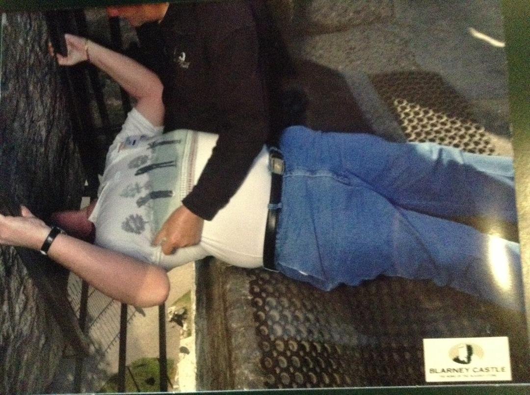 There's Pat, Kissing the Blarney Stone!
